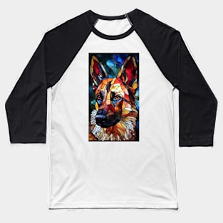 Stained Glass Style German Shepherd Dog Baseball T-Shirt